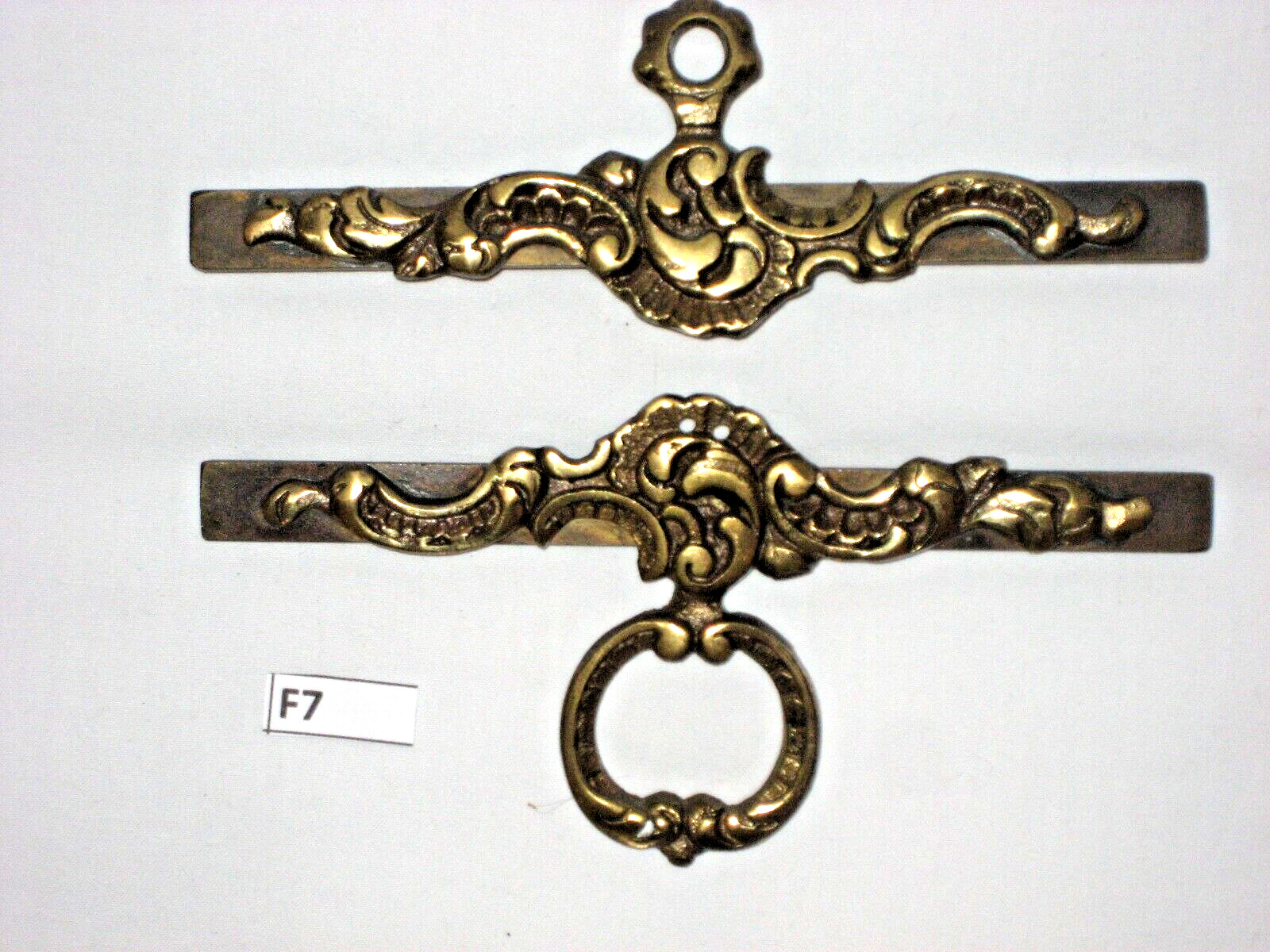 F7  Antique Ornate Brass Bell Pull Hardware  5 1/2" 140mm Klokkestreng Denmark