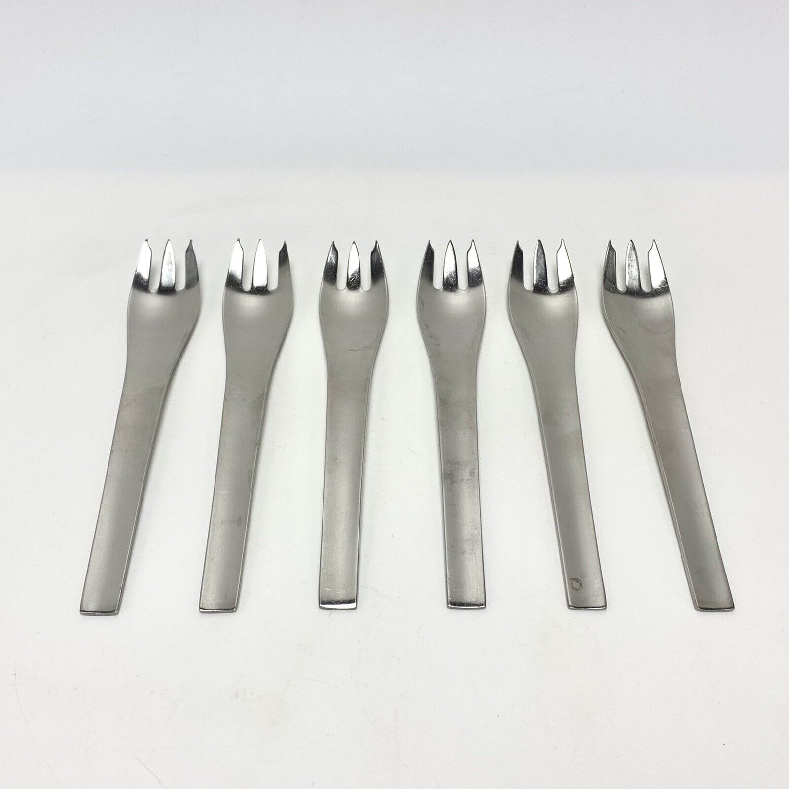 6pc Very Rare Dessert Cake Forks Georg Jensen Blue Shark Siune Stainless Steel