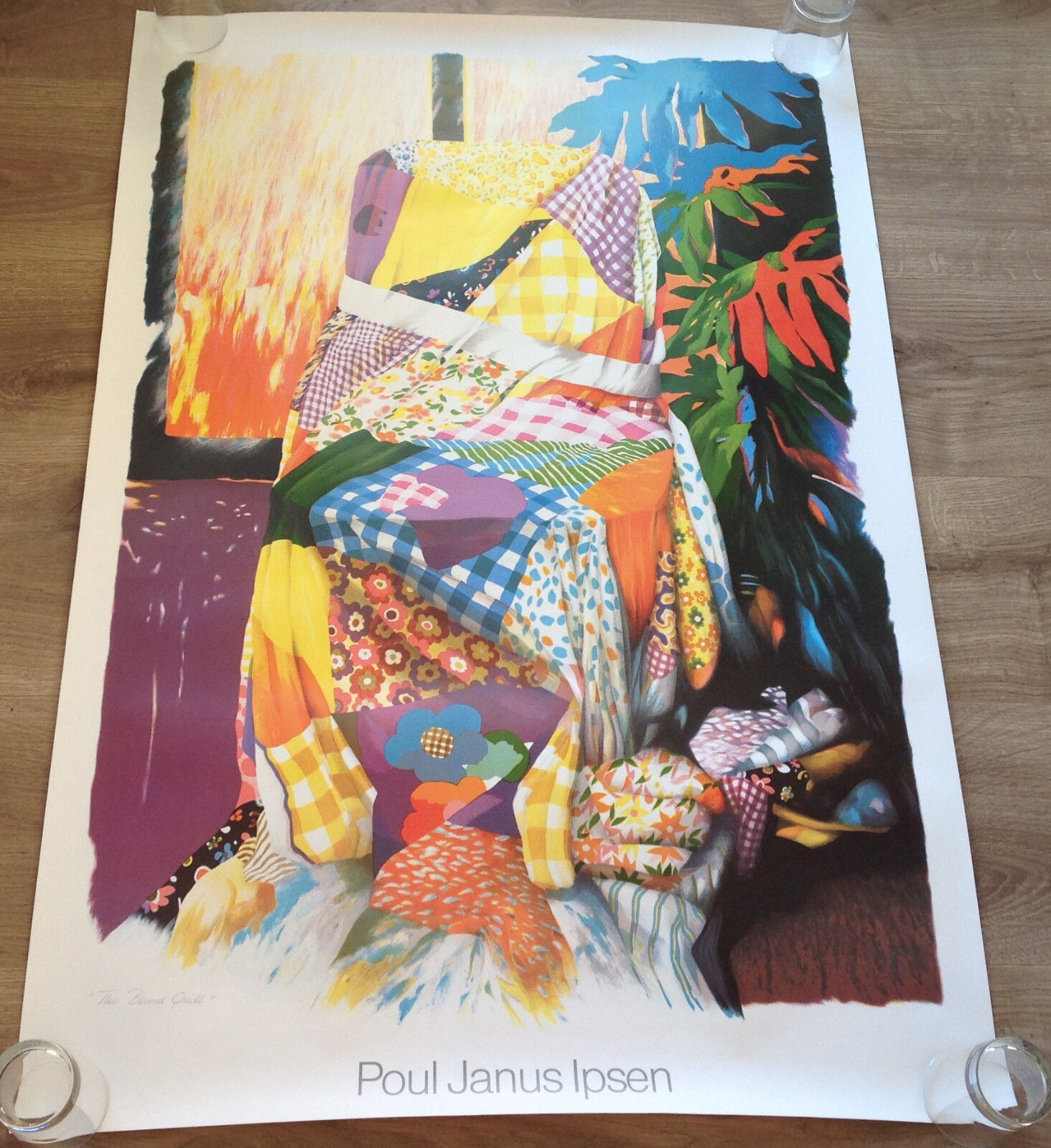 POUL JANUS IPSEN THE BOUND QUILT PRINT FROM 1982 UNFRAMED VINTAGE 32 X 47 POSTER