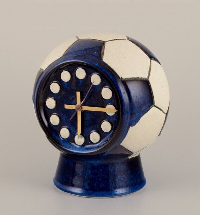 Berit Sundell Gustavsberg Ceramic tabletop clock in the shape of soccer ball