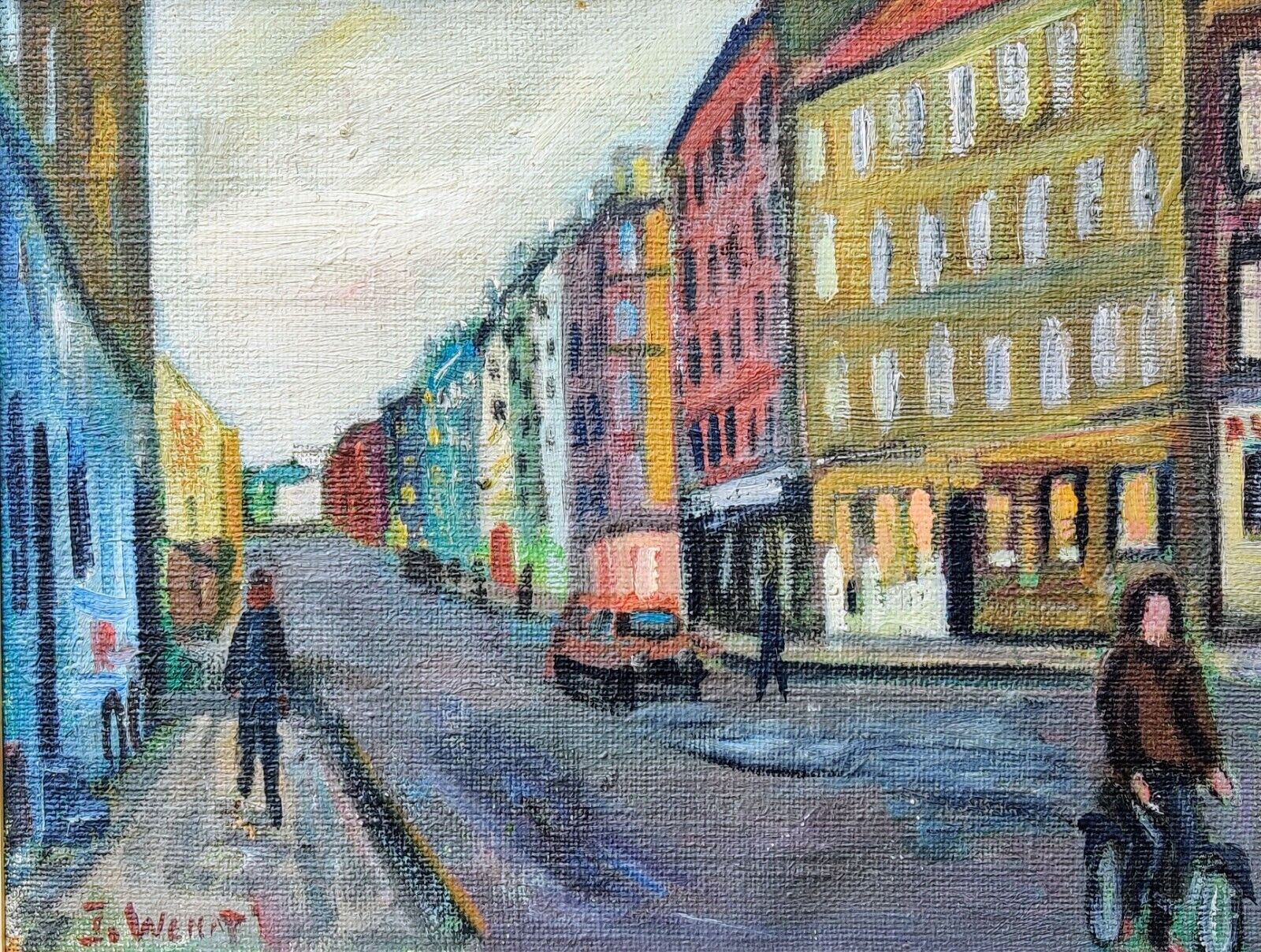 Joergen Wendt (1930-2007) STREET SCENE - original oil painting low shipping!!