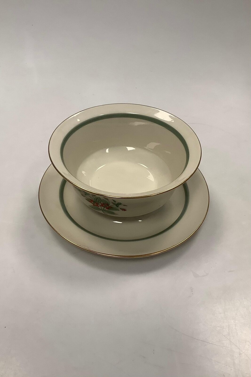 Royal Copenhagen Fensmark Gravy Bowl with Attached Saucer No 9580