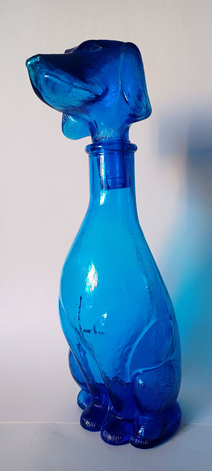 Large Italian Empoli Dog Genie Bottle Electric Blue 35 centimeters