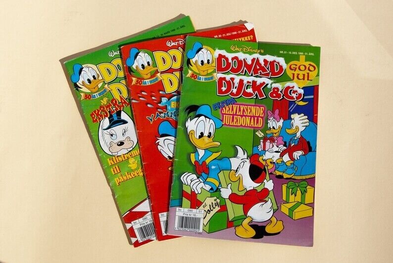 Lot of 3 - 1998 Donald Donald Comic Books - Norwegian Comics  - Walt Disney