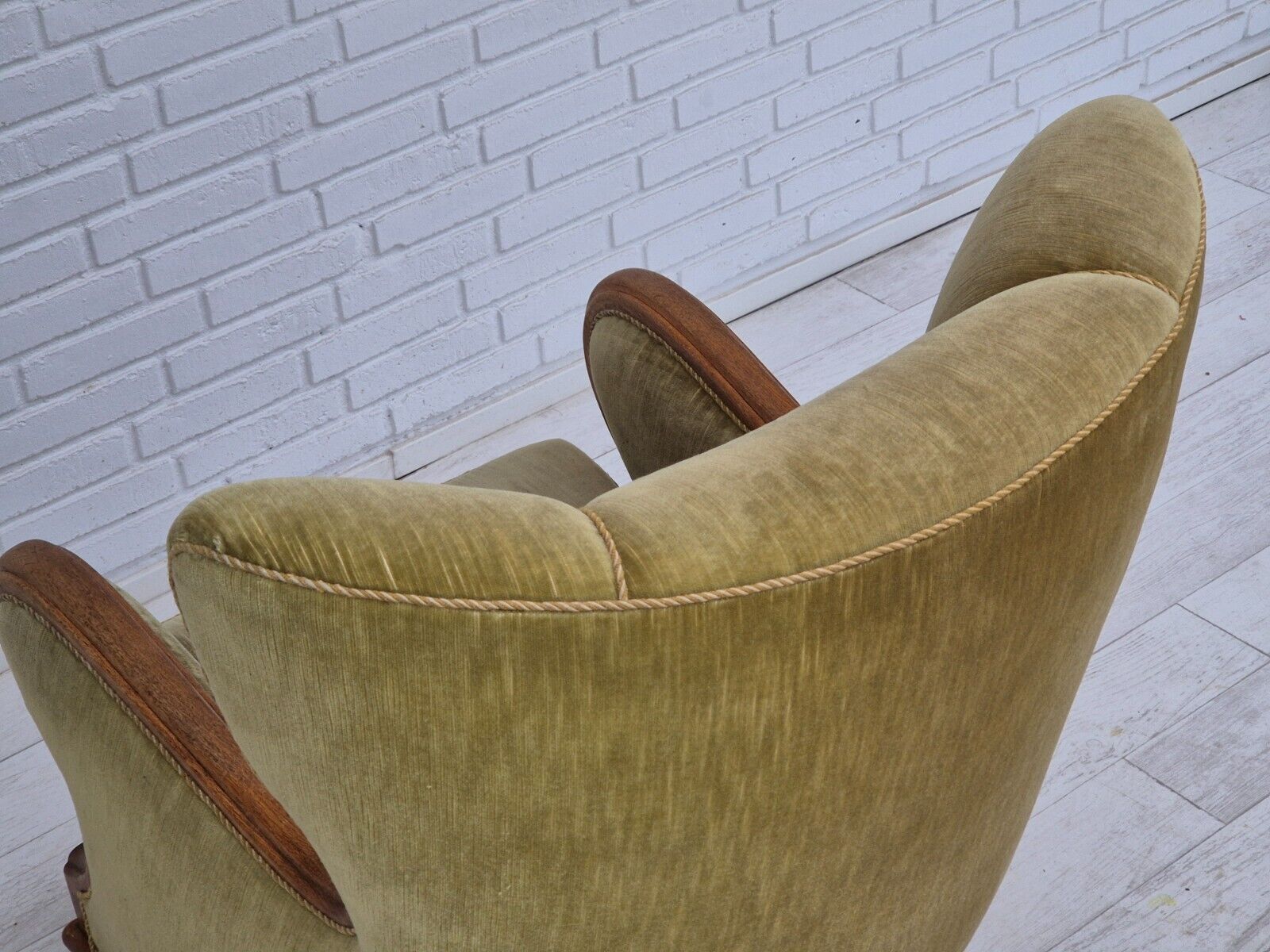 1960s Danish armchair in original very good condition furniture velour oak