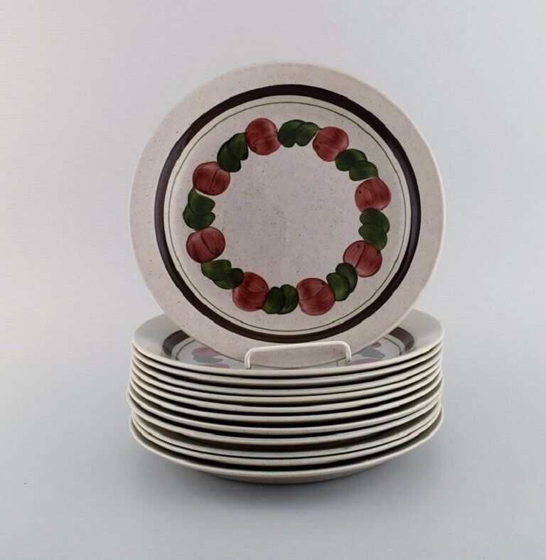 Jackie Lynd for Rörstrand 12 Birgitta dinner plates in hand-painted stoneware