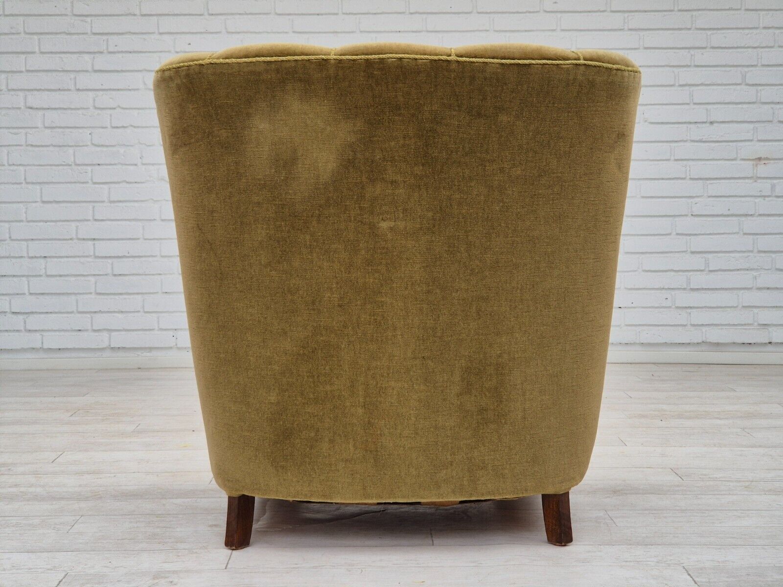 1960s Danish vintage armchair furniture velour dark beech wood