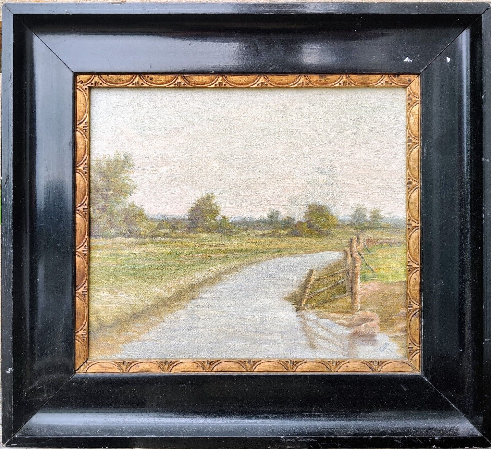 STREAM THROUGH OPEN LANDSCAPE original oil painting