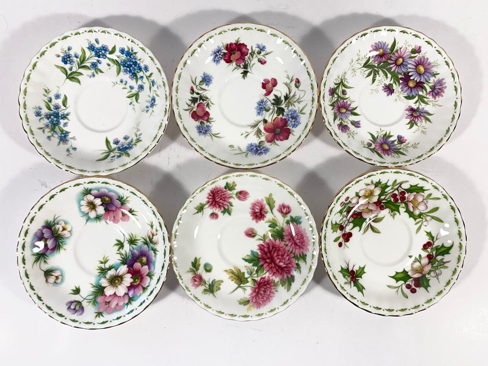 24x Royal Albert Flowers Of The Month Coffee Cup  Saucer With Plates Full Set