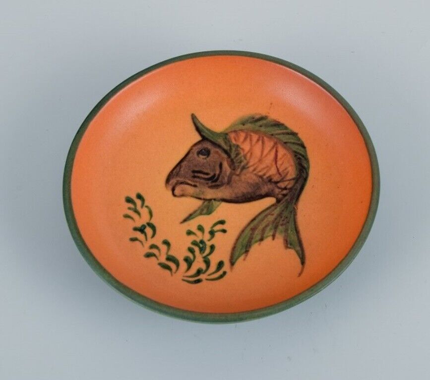 Ipsen's Denmark Two small bowls with glaze in orange-green shades