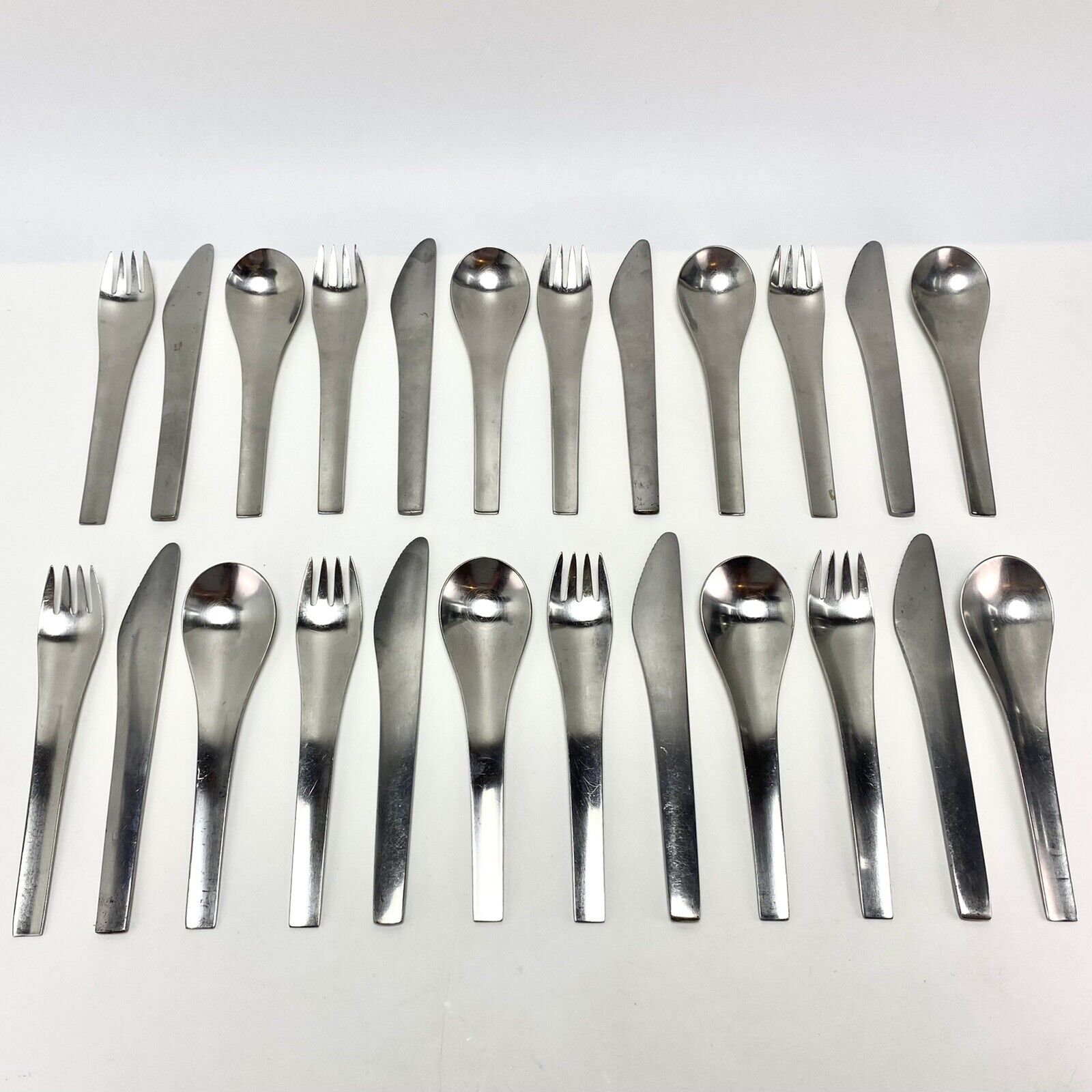 8 Settings 24Pcs Vtg Georg Jensen Blue Shark Cutlery Svend Siune Stainless Steel