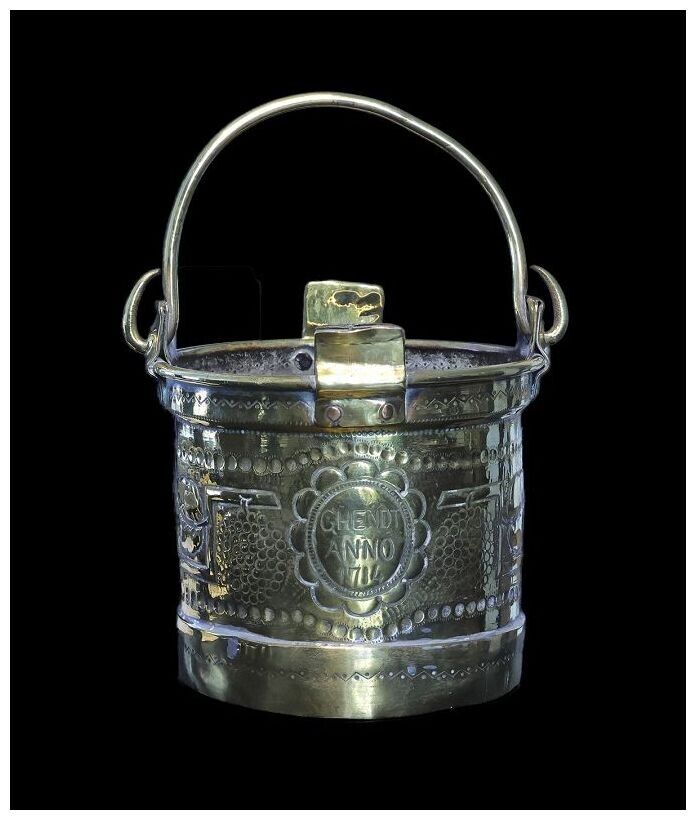 *SC*RARE EARLY EUROPEAN BRASS BUCKET W HANDLE DATED ANNO 1714!