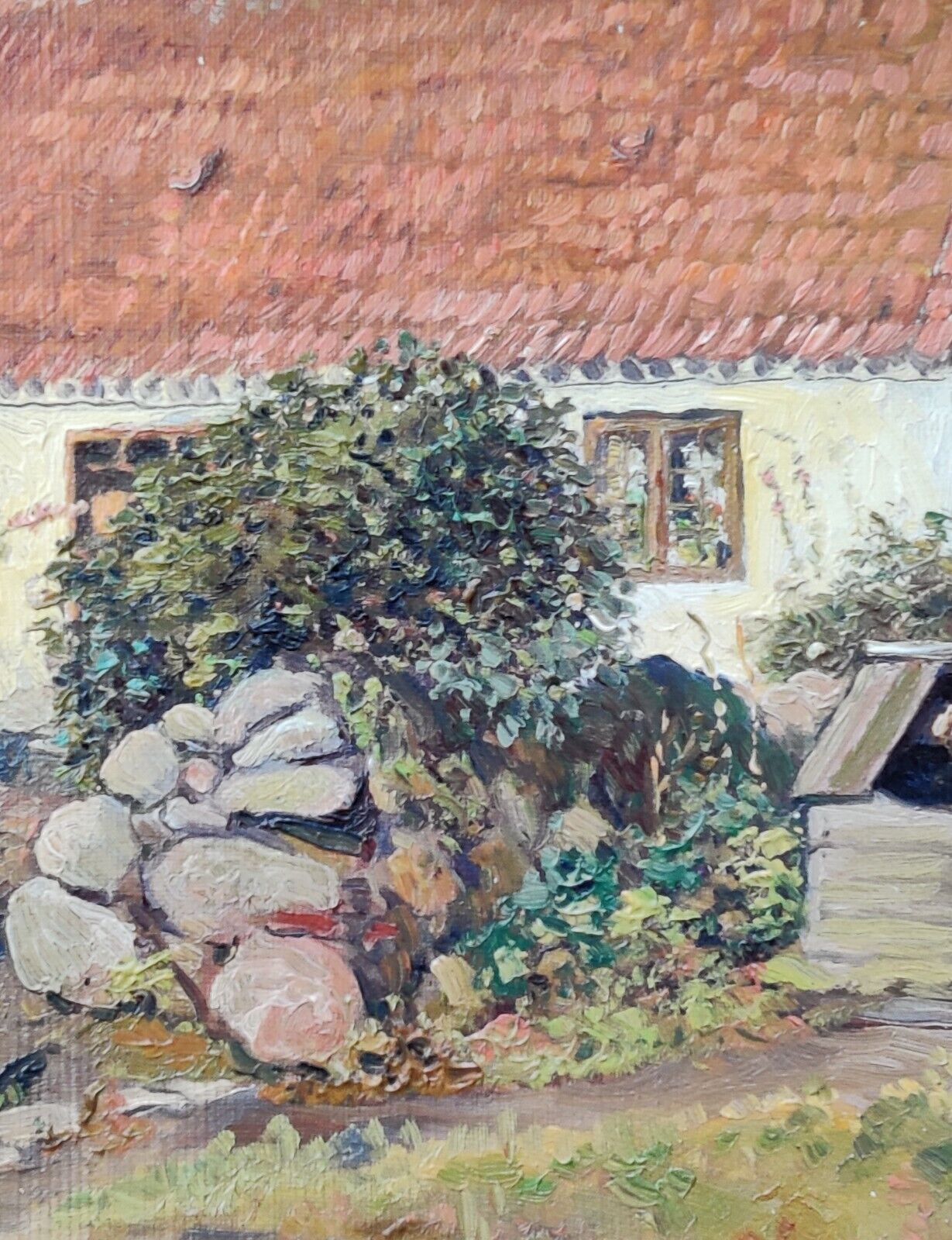 Peter H Wilhardt (1866-1929): WELL IN FRONT OF COTTAGE original oil painting