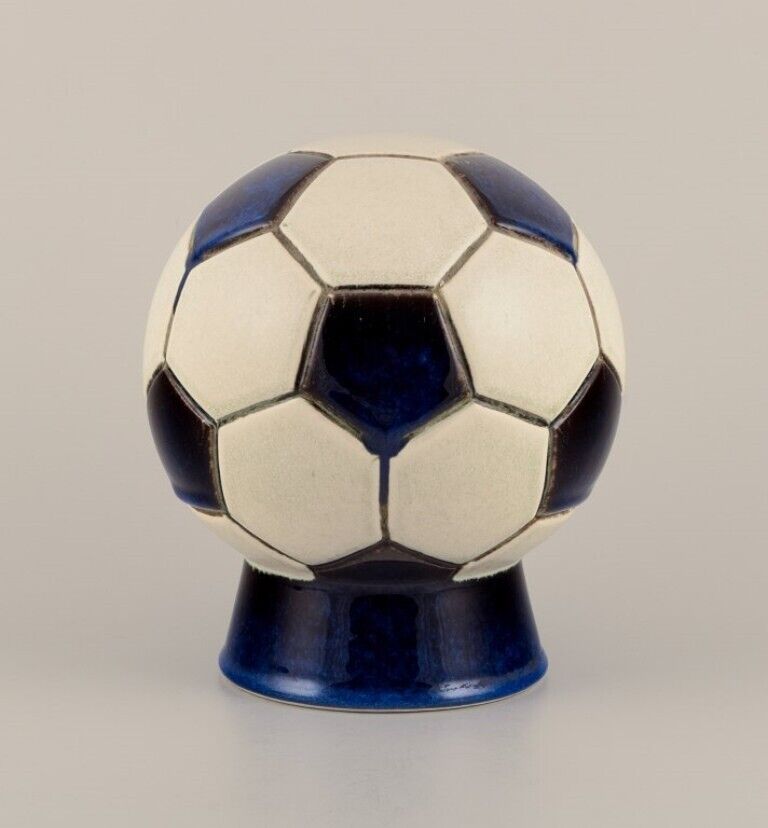 Berit Sundell Gustavsberg Ceramic tabletop clock in the shape of soccer ball