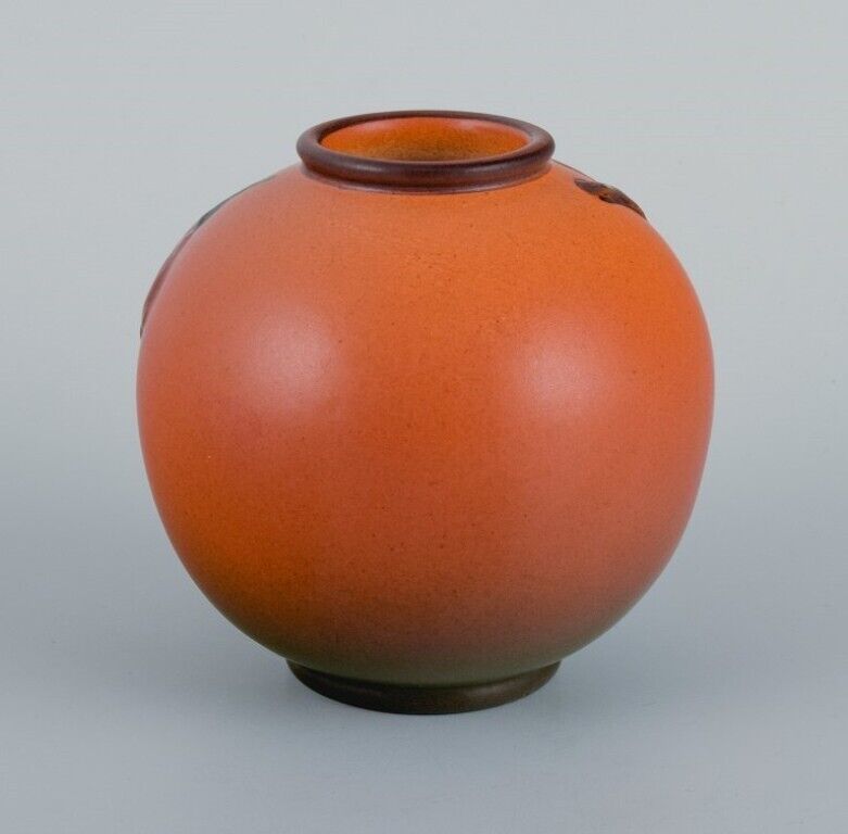 Ipsen's Denmark Two small vases with glaze in orange-green shades