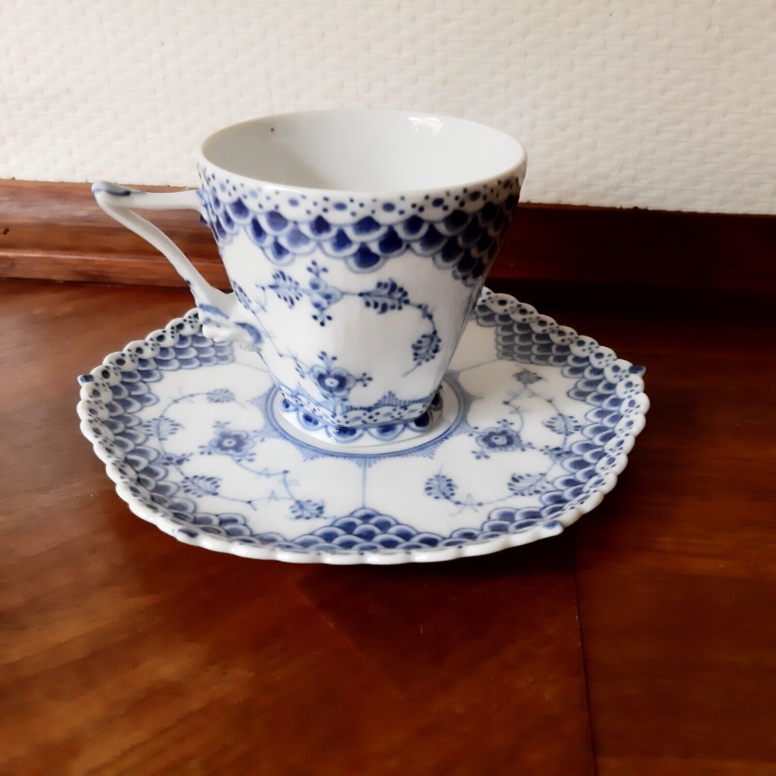 Old Coffee Set BLUE FLUTED FULL LACE # 1-1036 Royal Copenhagen 2nd  3rd 1923-35