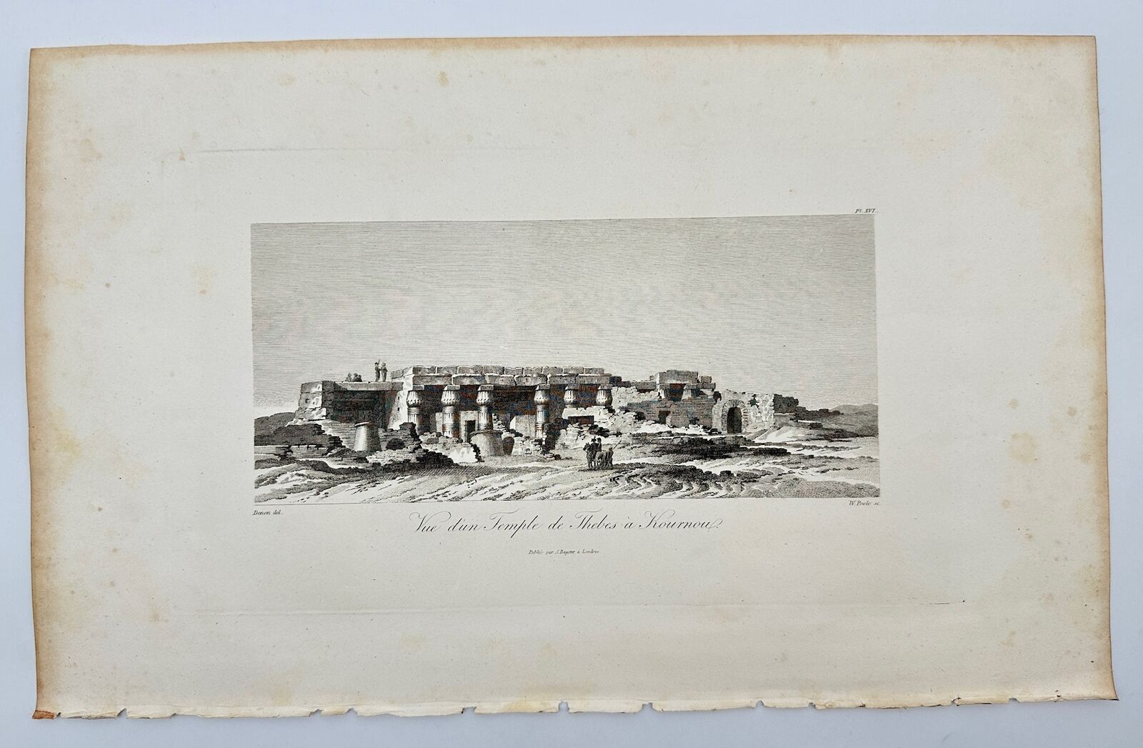 Antique Print - Denon - View of The dun Temple de Thebes a Prournou - Egypt - F3