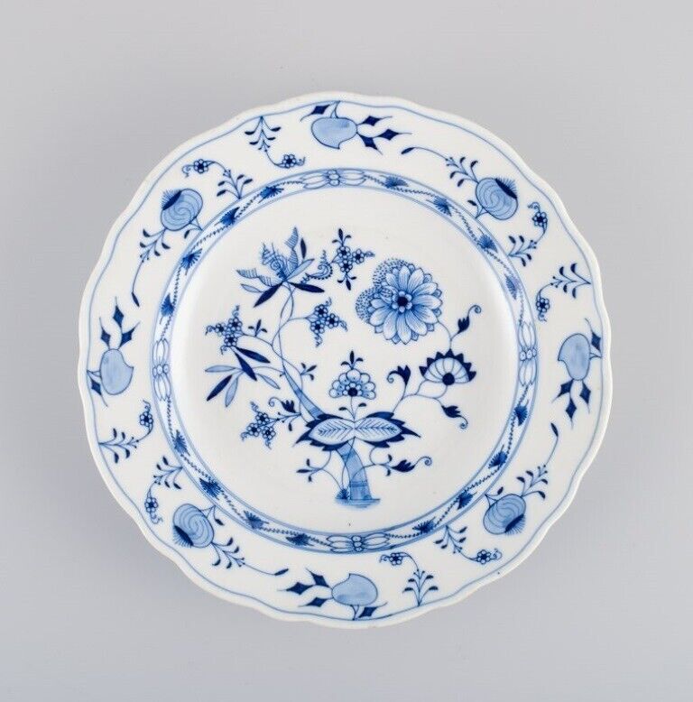 Stadt Meissen three deep plates - Blue Onion pattern Hand painted 1930s