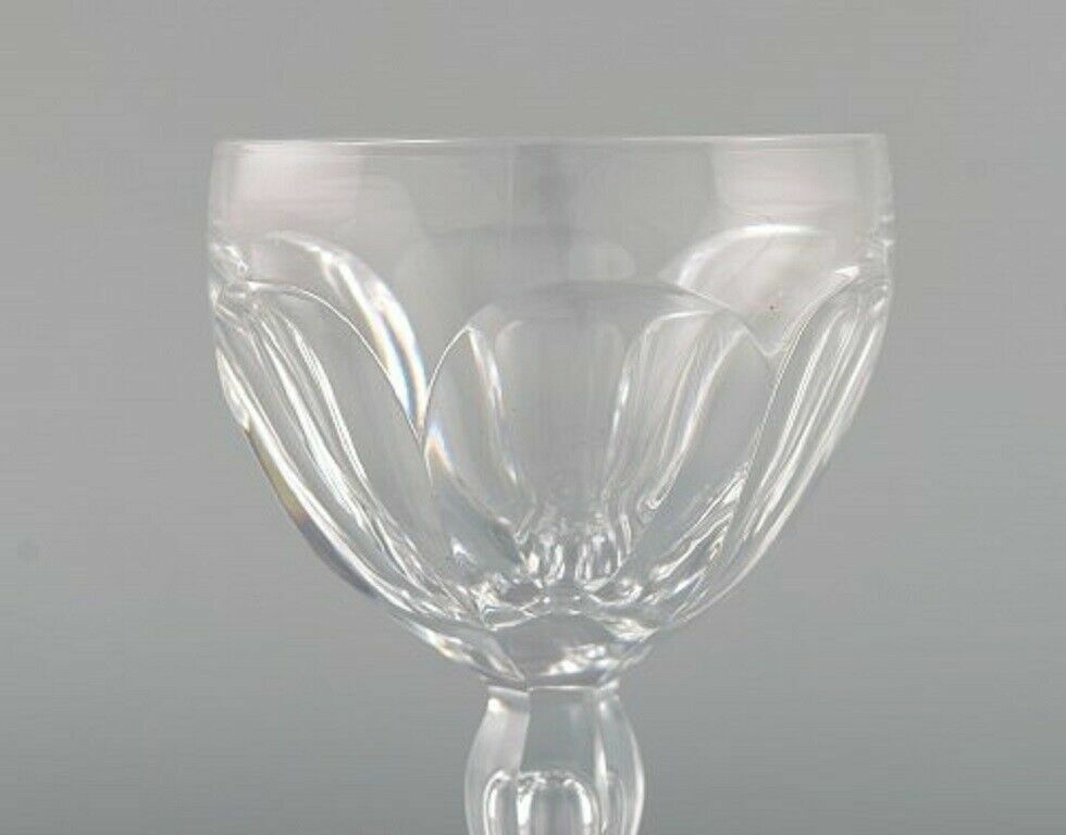 Val St Lambert Belgium Five Lalaing glasses in mouth blown crystal glass