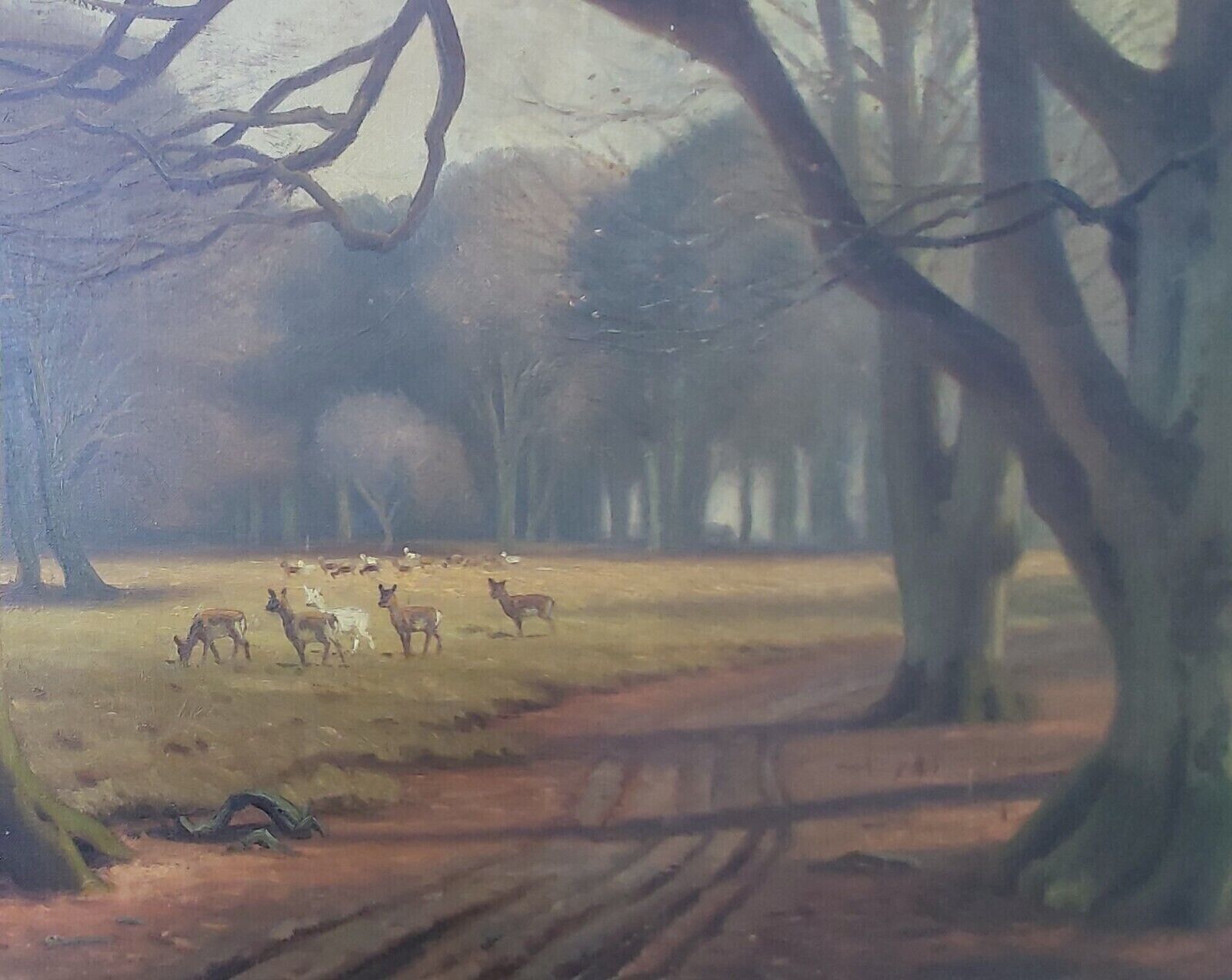 Kaj Drews (1884-1964): DEER IN FOREST Original oil painting Listed artist