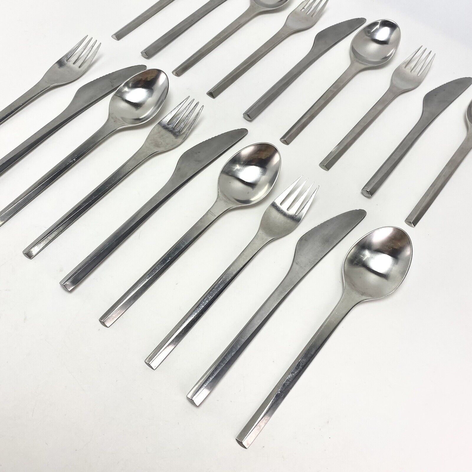 18pc 6set MCM Georg Jensen Prism Stainless Steel Lunch Flatware Holbek Dahlerup