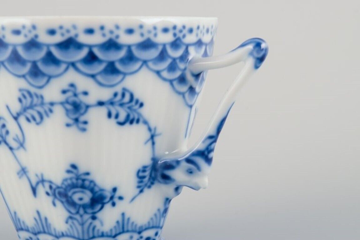 Royal Copenhagen Blue Fluted Full Lace Porcelain coffee cup with a saucer