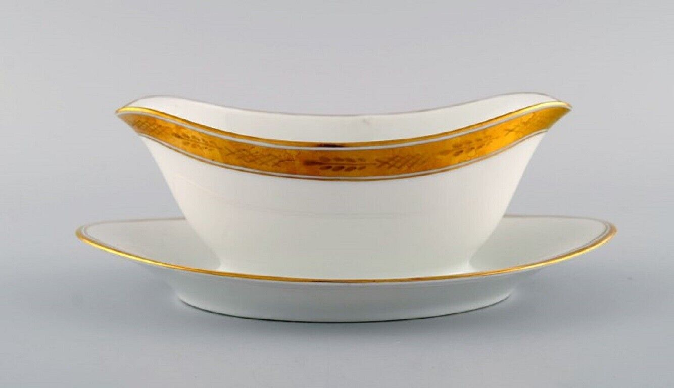 Royal Copenhagen Dagmar White Porcelain sauce boat with gold edge