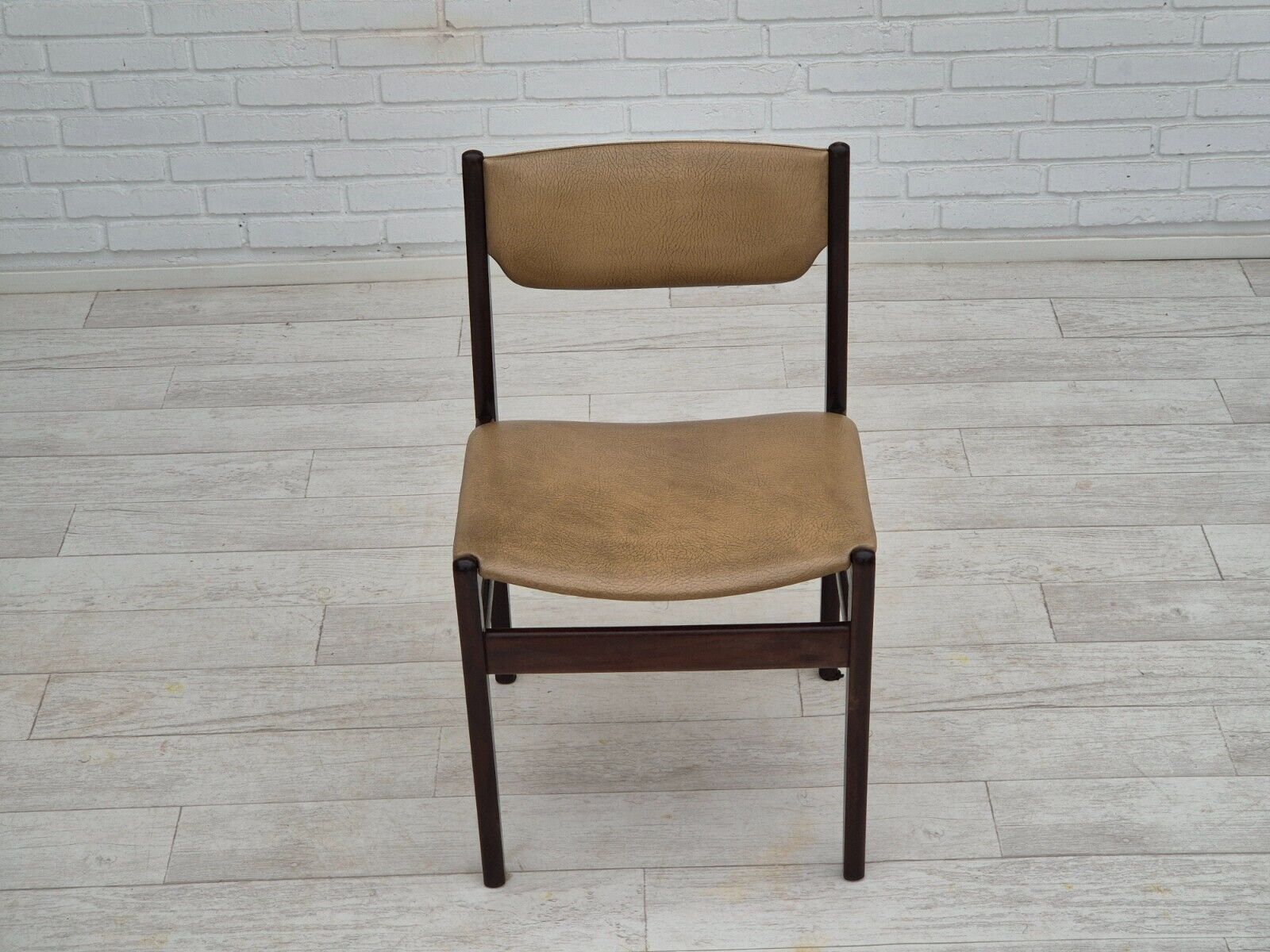 1970s set of 5 Danish dinning chairs original condition teak wood leather