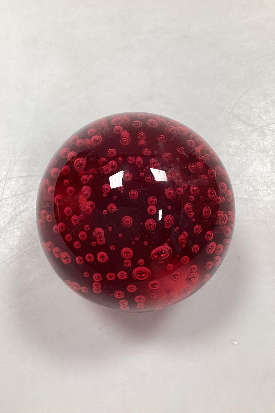 Red Paper Weight in glass