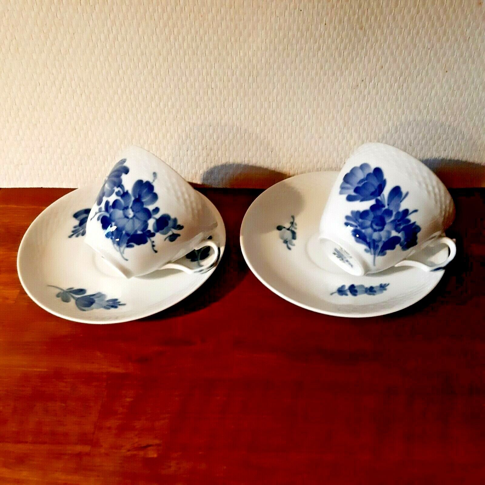 2 x COFFEE SETS BLUE FLOWER Braided  # 10- 8261 Royal Copenhagen 1969-74 Fact1