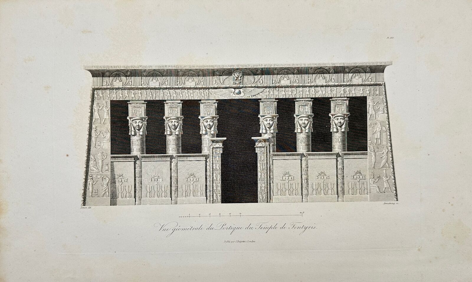 Antique Print - Vivant Denon - View of Dendera Temple of Hathor - Egypt - F3