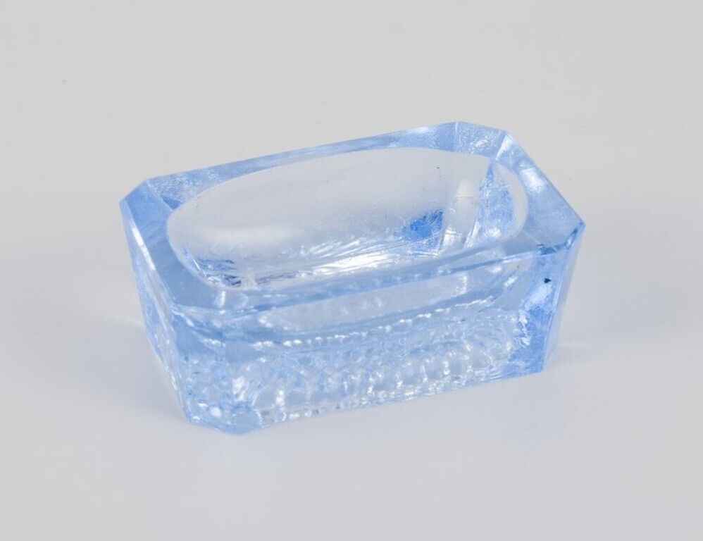 Fåglavik Glasbruk Sweden Four salt cellars in blue glass