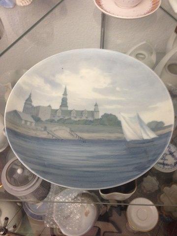 Bing  Grondahl Art nouveau Wall Plate with Kronborg painted by Amalie Schou No