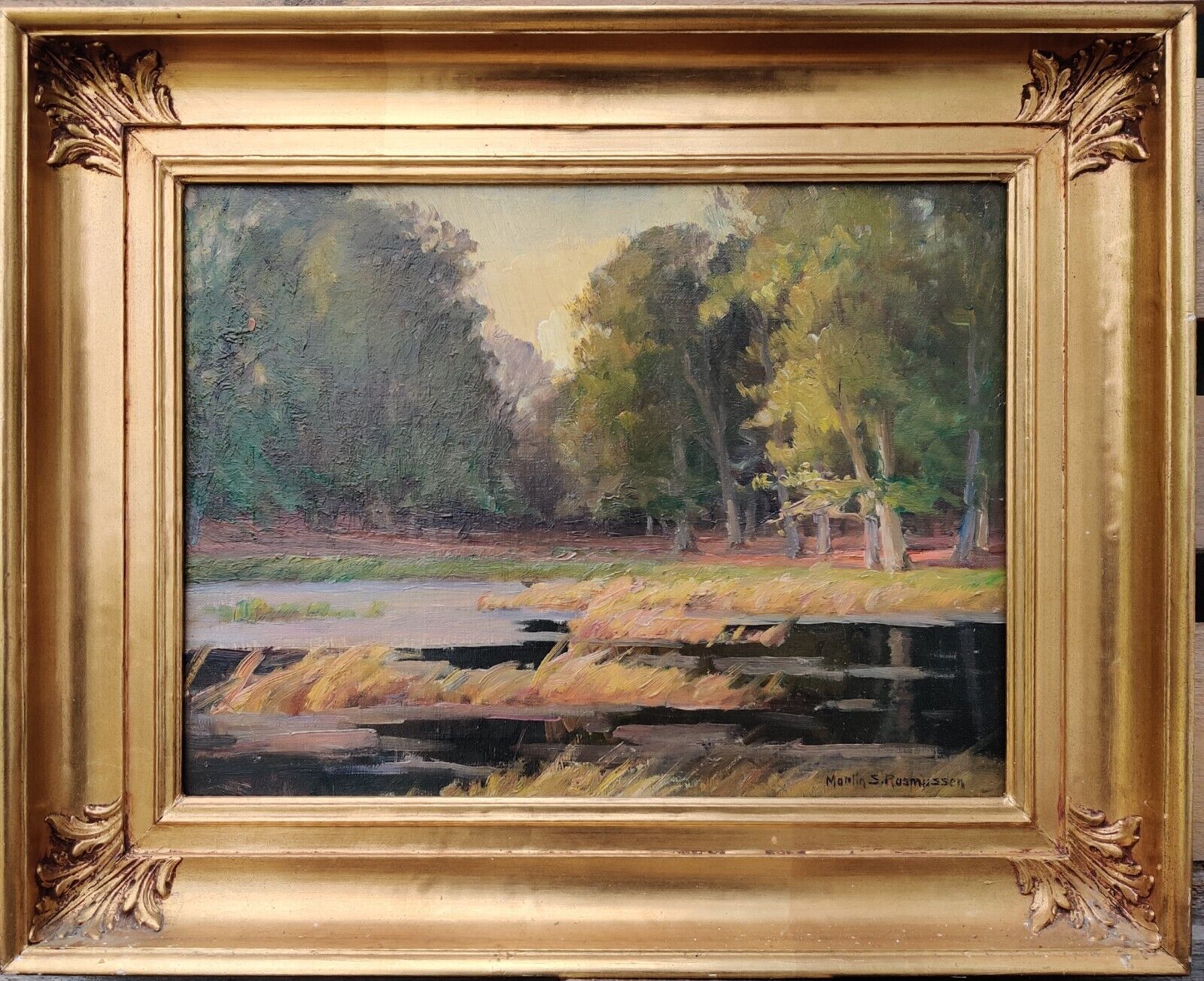 Martin S Rasmussen (1883-1971): FOREST SCENE FROM "DYREHAVEN" Original oil