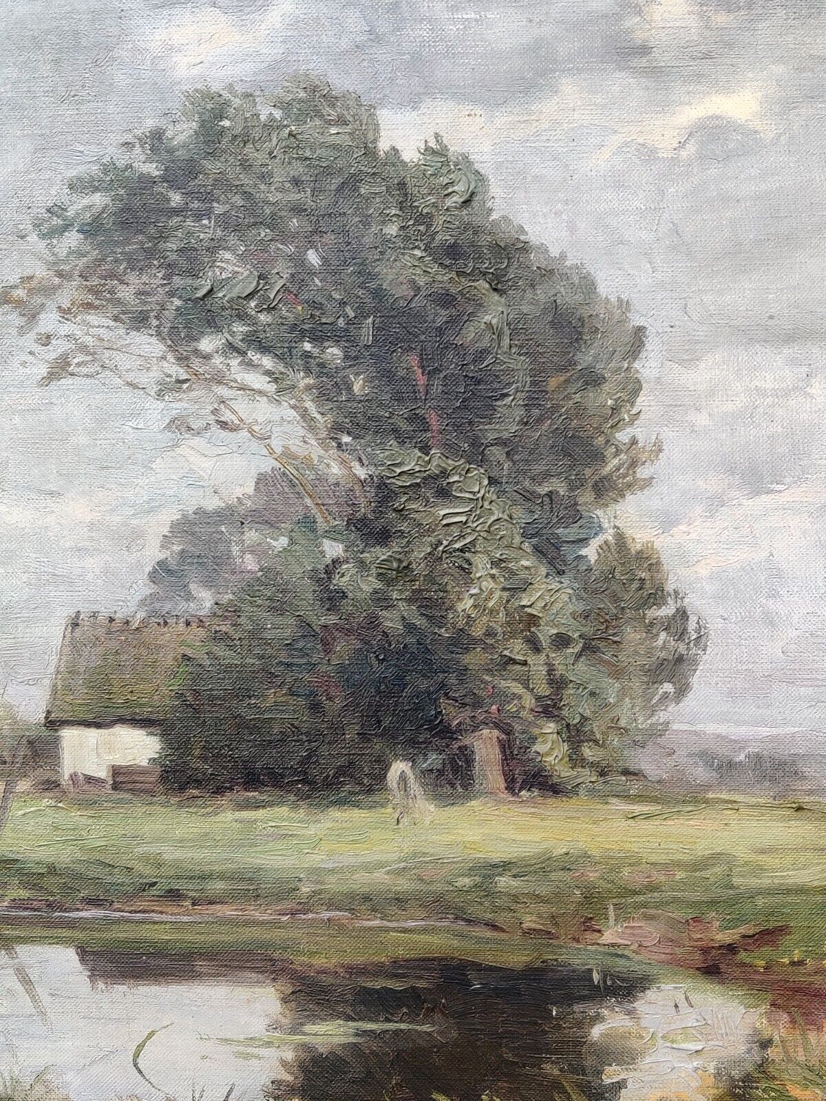 C Hornung-Jensen (1882-1960):FARMHOUSE UNDER A BIG TREE original oil painting