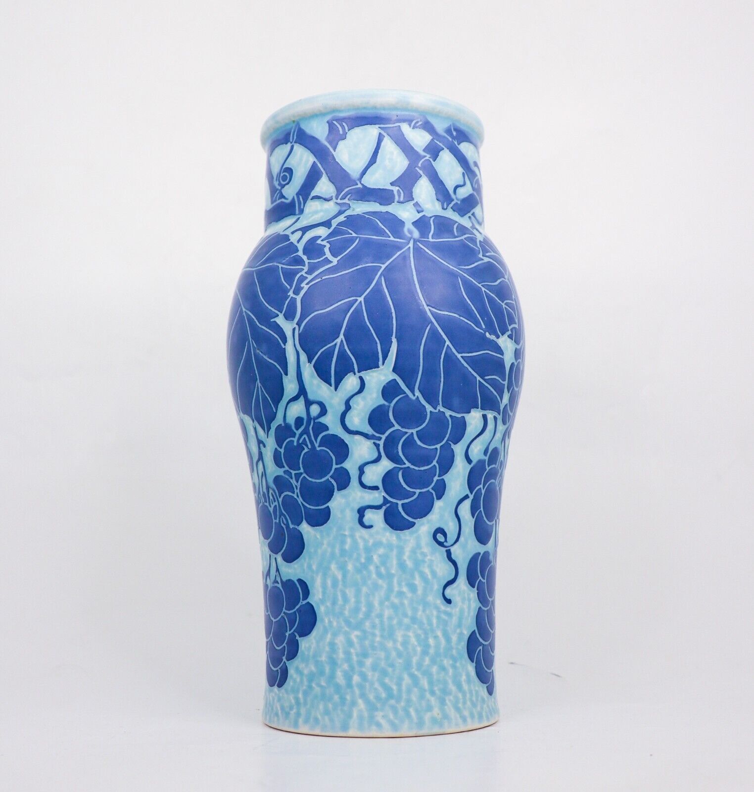 Art Nouveau Vase Ceramics Floral Turquoise  Blue Josef Ekberg Sgrafitto 1915