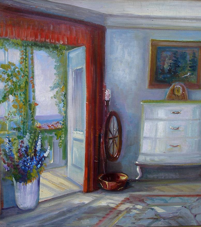 Ingeborg Debois (1897) In the Sunroom Danish manor interior Ca 1940