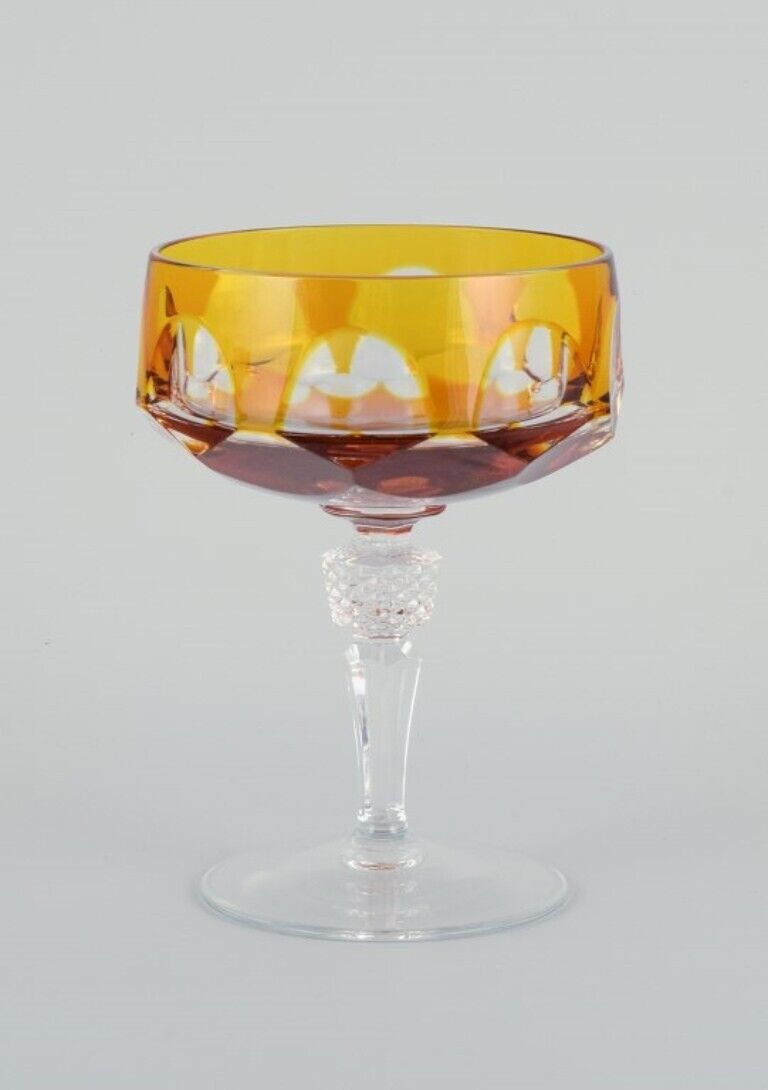 Four Art Deco champagne bowls Bohemian crystal glass