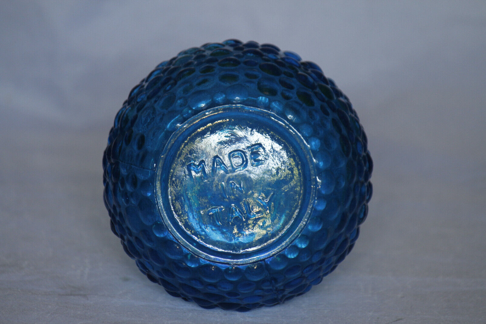 Vintage Italian Blue Glass Genie Bottle Empoli Decanter 155in 70s NO STOPPER