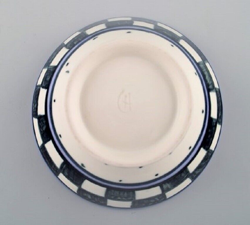 Danish ceramist Unique bowl in hand-painted ceramics Checkered design