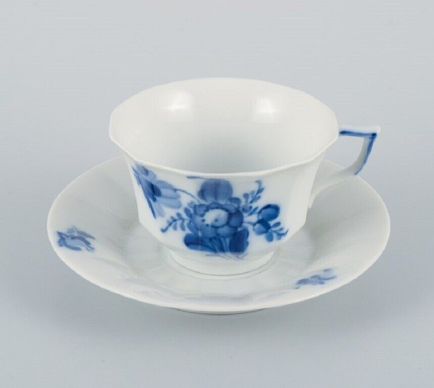 Royal Copenhagen Blue Flower angular Six coffee cups with six saucers