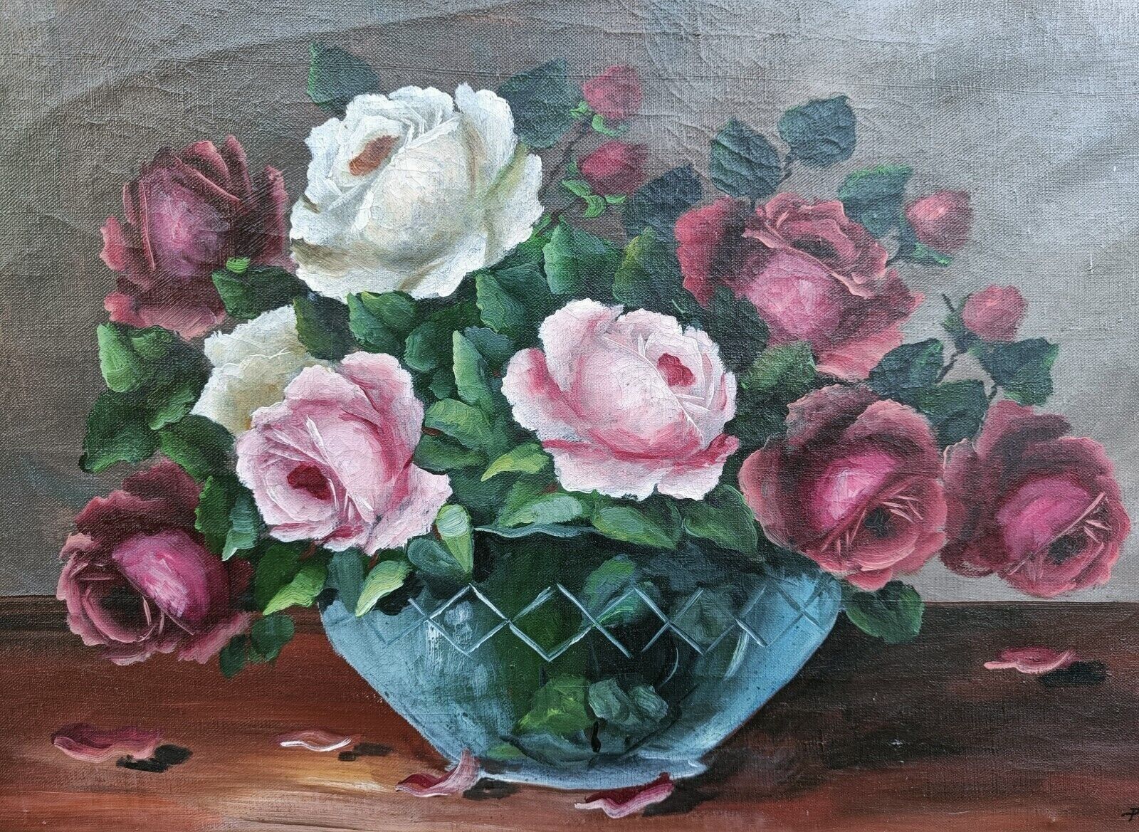 ROSES IN A VASE  Original oil painting