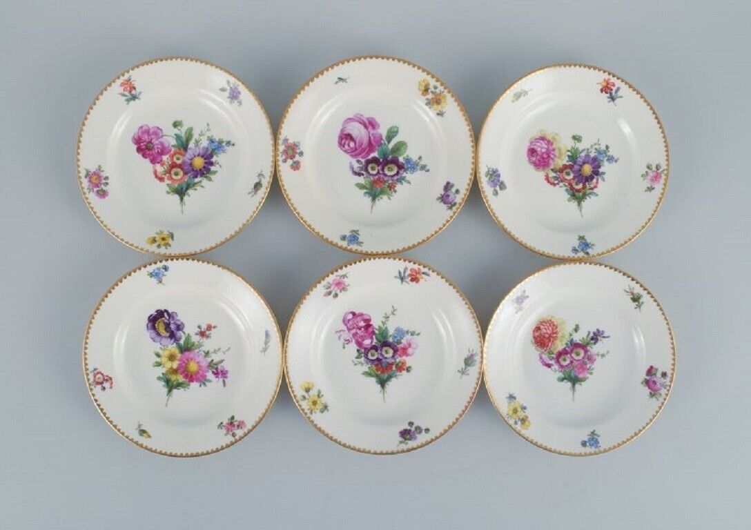 BG Bing  Grondahl Saxon flower 12 cake plates decorated with flowers