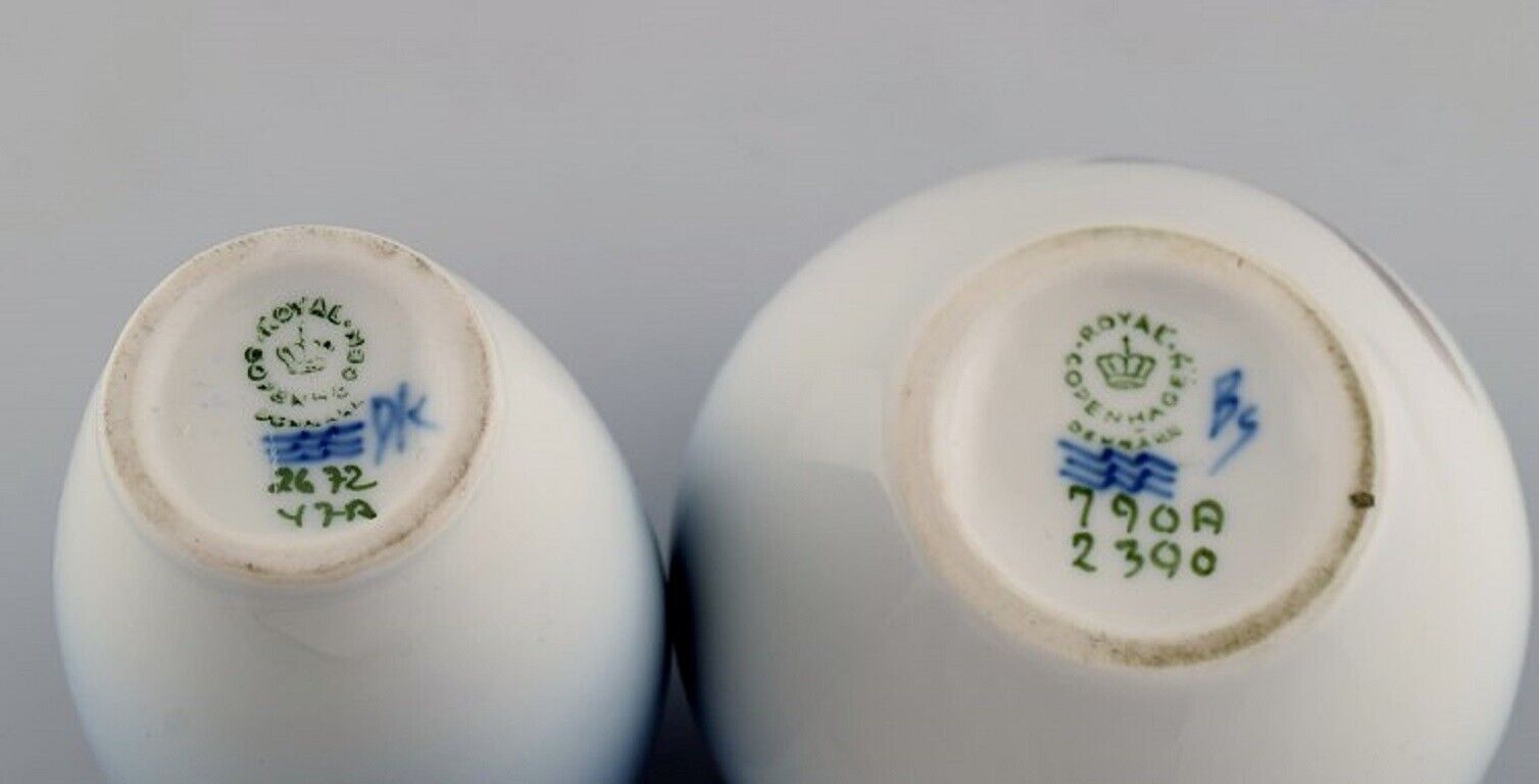 Two Royal Copenhagen vases in hand-painted porcelain with flowers 1960s