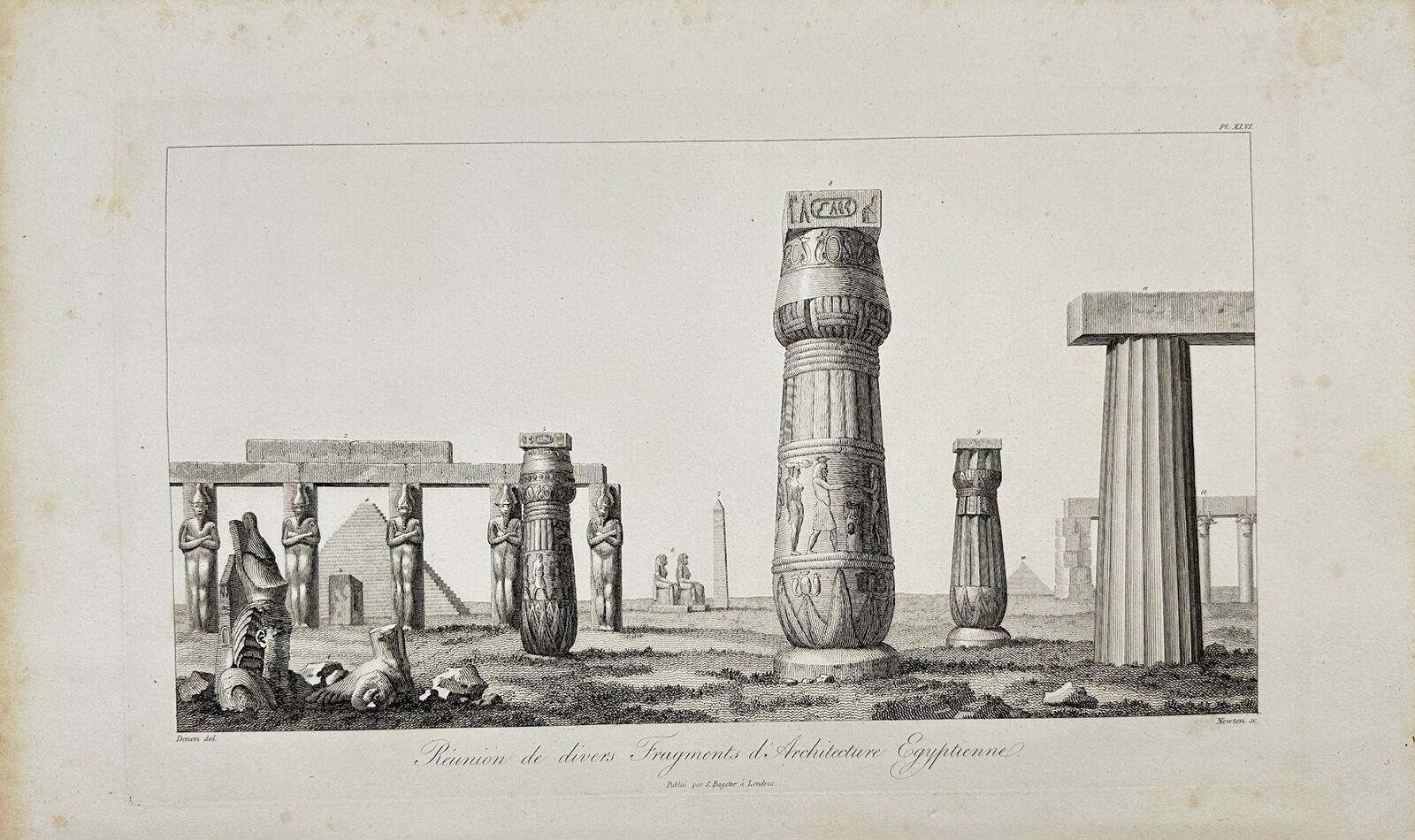 Antique Print - Vivant Denon - Plan of a Temple in Appolinopolis - Egypt - F3