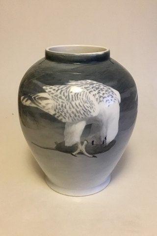 Royal Copenhagen Art Nouveau Unique Vase decorated with Gyrfalcon amd rat No