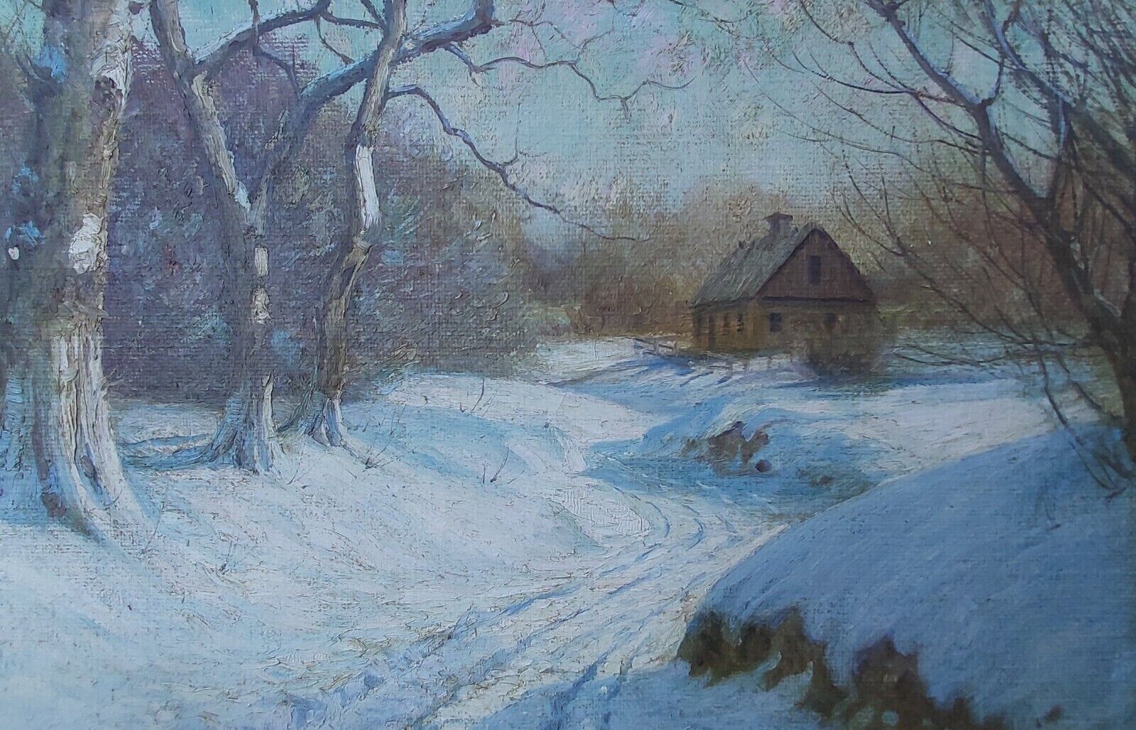 Georg Gundorff (1876-?): Snow rut on sunny winter day Beautiful original oil