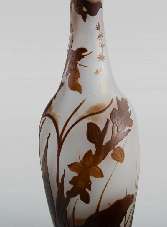 Early Emile Gallé vase in frosted and brown art glass Early 20th C