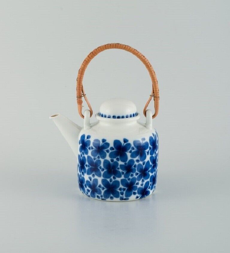 Rörstrand Mon Amie porcelain teapot with bamboo shank About 1940