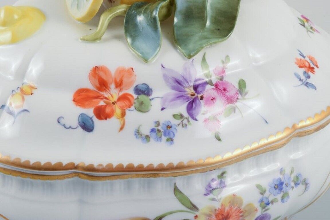 Nymphenburg Germany hand-painted porcelain lidded tureen with flowers 1930s